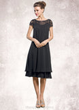 Alison Empire Scoop Neck Knee-Length Chiffon Mother of the Bride Dress With Beading Sequins STI126P0014537