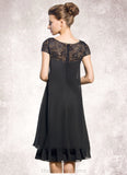 Alison Empire Scoop Neck Knee-Length Chiffon Mother of the Bride Dress With Beading Sequins STI126P0014537