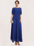 Nicola A-Line Scoop Neck Ankle-Length Chiffon Mother of the Bride Dress With Beading STI126P0014544