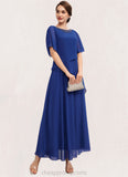 Nicola A-Line Scoop Neck Ankle-Length Chiffon Mother of the Bride Dress With Beading STI126P0014544