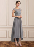 Akira A-Line Scoop Neck Asymmetrical Chiffon Lace Mother of the Bride Dress STI126P0014556