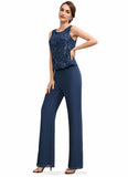 Sylvia Jumpsuit/Pantsuit Scoop Neck Floor-Length Chiffon Lace Mother of the Bride Dress With Sequins STI126P0014567