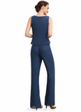 Sylvia Jumpsuit/Pantsuit Scoop Neck Floor-Length Chiffon Lace Mother of the Bride Dress With Sequins STI126P0014567