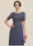 Kristina A-Line Scoop Neck Floor-Length Chiffon Lace Mother of the Bride Dress STI126P0014568