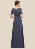 Kristina A-Line Scoop Neck Floor-Length Chiffon Lace Mother of the Bride Dress STI126P0014568