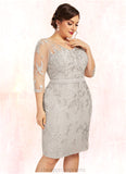 Jeanie Sheath/Column V-neck Knee-Length Lace Mother of the Bride Dress STI126P0014570