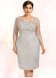 Jeanie Sheath/Column V-neck Knee-Length Lace Mother of the Bride Dress STI126P0014570