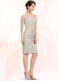 Jeanie Sheath/Column V-neck Knee-Length Lace Mother of the Bride Dress STI126P0014570