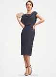 Amelia Sheath/Column Scoop Neck Knee-Length Chiffon Mother of the Bride Dress With Beading Cascading Ruffles STI126P0014576