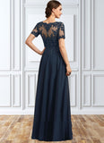 Nadia A-Line Scoop Neck Floor-Length Chiffon Lace Mother of the Bride Dress With Beading Sequins STI126P0014577