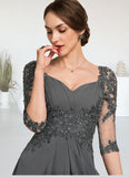 Bella A-Line Sweetheart Asymmetrical Chiffon Lace Mother of the Bride Dress With Beading Sequins STI126P0014579