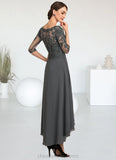 Bella A-Line Sweetheart Asymmetrical Chiffon Lace Mother of the Bride Dress With Beading Sequins STI126P0014579