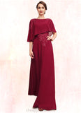 Jeanie A-Line Scoop Neck Floor-Length Chiffon Mother of the Bride Dress With Lace Beading Sequins STI126P0014583