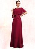 Jeanie A-Line Scoop Neck Floor-Length Chiffon Mother of the Bride Dress With Lace Beading Sequins STI126P0014583