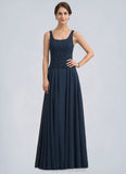 Paisley A-Line Square Neckline Floor-Length Chiffon Lace Mother of the Bride Dress With Sequins STI126P0014587