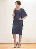 Everleigh Sheath/Column Scoop Neck Knee-Length Chiffon Lace Mother of the Bride Dress STI126P0014591