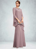 Kay A-Line Scoop Neck Floor-Length Chiffon Mother of the Bride Dress With Beading STI126P0014593