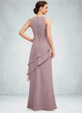 Kay A-Line Scoop Neck Floor-Length Chiffon Mother of the Bride Dress With Beading STI126P0014593