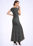 Luz Trumpet/Mermaid Scoop Neck Ankle-Length Tulle Lace Sequined Mother of the Bride Dress With Beading Sequins STI126P0014602