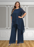 Kendall Jumpsuit/Pantsuit Scoop Neck Ankle-Length Chiffon Mother of the Bride Dress STI126P0014607