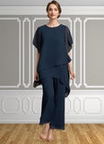 Kendall Jumpsuit/Pantsuit Scoop Neck Ankle-Length Chiffon Mother of the Bride Dress STI126P0014607