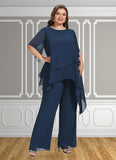 Kendall Jumpsuit/Pantsuit Scoop Neck Ankle-Length Chiffon Mother of the Bride Dress STI126P0014607