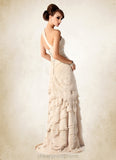 Aryana A-Line One-Shoulder Sweep Train Chiffon Mother of the Bride Dress With Beading Cascading Ruffles STI126P0014610