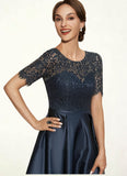 Tanya A-Line Scoop Neck Asymmetrical Satin Lace Mother of the Bride Dress With Pockets STI126P0014613