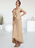 Rylee A-line V-Neck Asymmetrical Chiffon Mother of the Bride Dress With Beading Sequins STI126P0014615