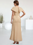 Rylee A-line V-Neck Asymmetrical Chiffon Mother of the Bride Dress With Beading Sequins STI126P0014615