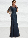 Harley Trumpet/Mermaid Scoop Neck Floor-Length Tulle Lace Mother of the Bride Dress With Sequins STI126P0014625