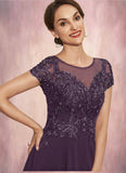 Savannah A-Line Scoop Neck Ankle-Length Chiffon Lace Mother of the Bride Dress With Sequins STI126P0014626