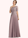 Bethany A-Line Scoop Neck Floor-Length Chiffon Lace Mother of the Bride Dress STI126P0014628