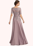 Bethany A-Line Scoop Neck Floor-Length Chiffon Lace Mother of the Bride Dress STI126P0014628