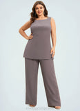 Teresa Jumpsuit/Pantsuit Scoop Neck Floor-Length Chiffon Mother of the Bride Dress STI126P0014629