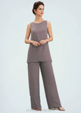 Teresa Jumpsuit/Pantsuit Scoop Neck Floor-Length Chiffon Mother of the Bride Dress STI126P0014629