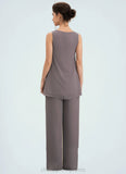 Teresa Jumpsuit/Pantsuit Scoop Neck Floor-Length Chiffon Mother of the Bride Dress STI126P0014629