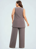 Teresa Jumpsuit/Pantsuit Scoop Neck Floor-Length Chiffon Mother of the Bride Dress STI126P0014629