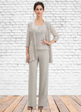 Nora Jumpsuit/Pantsuit Scoop Neck Floor-Length Chiffon Lace Mother of the Bride Dress STI126P0014632