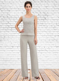 Nora Jumpsuit/Pantsuit Scoop Neck Floor-Length Chiffon Lace Mother of the Bride Dress STI126P0014632