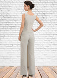 Nora Jumpsuit/Pantsuit Scoop Neck Floor-Length Chiffon Lace Mother of the Bride Dress STI126P0014632