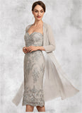 Rosalyn Sheath/Column Sweetheart Knee-Length Lace Mother of the Bride Dress STI126P0014634