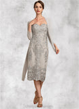 Rosalyn Sheath/Column Sweetheart Knee-Length Lace Mother of the Bride Dress STI126P0014634