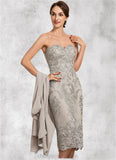 Rosalyn Sheath/Column Sweetheart Knee-Length Lace Mother of the Bride Dress STI126P0014634