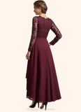 Sloane A-line V-Neck Asymmetrical Chiffon Lace Mother of the Bride Dress STI126P0014640