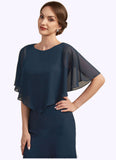 Ally Sheath/Column Scoop Neck Tea-Length Chiffon Mother of the Bride Dress STI126P0014646