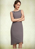 Phoebe A-Line Scoop Neck Knee-Length Chiffon Mother of the Bride Dress With Beading STI126P0014654