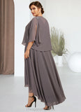 Clare A-line V-Neck Asymmetrical Chiffon Mother of the Bride Dress With Beading Sequins STI126P0014656