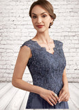 Savannah A-Line V-neck Floor-Length Chiffon Lace Mother of the Bride Dress With Beading Sequins STI126P0014657