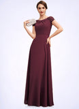 Savannah A-Line Scoop Neck Floor-Length Chiffon Mother of the Bride Dress With Ruffle Lace STI126P0014662